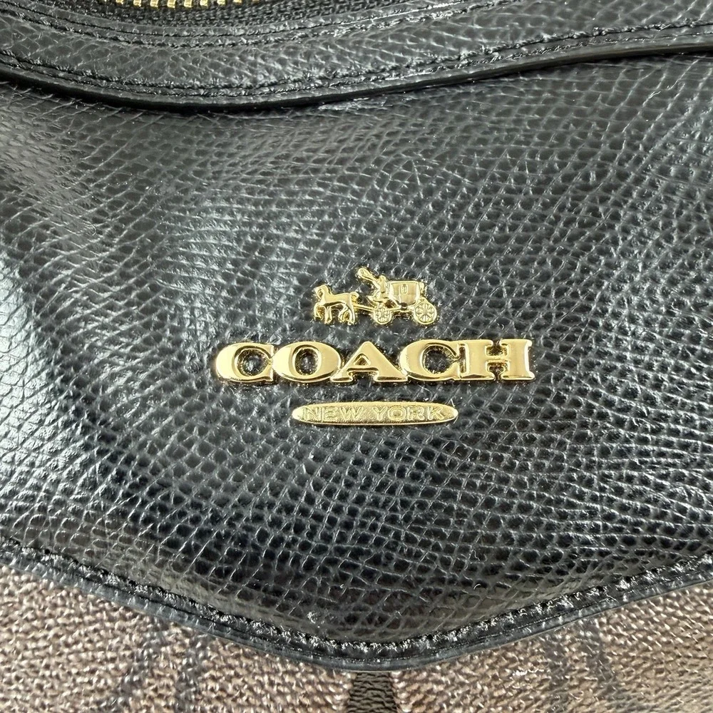Coach Signature Pleated Peyton‎ Tote Dark Brown & Black F34614 $395